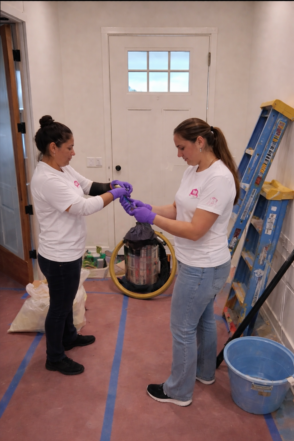 Team preparing equipment on a job site